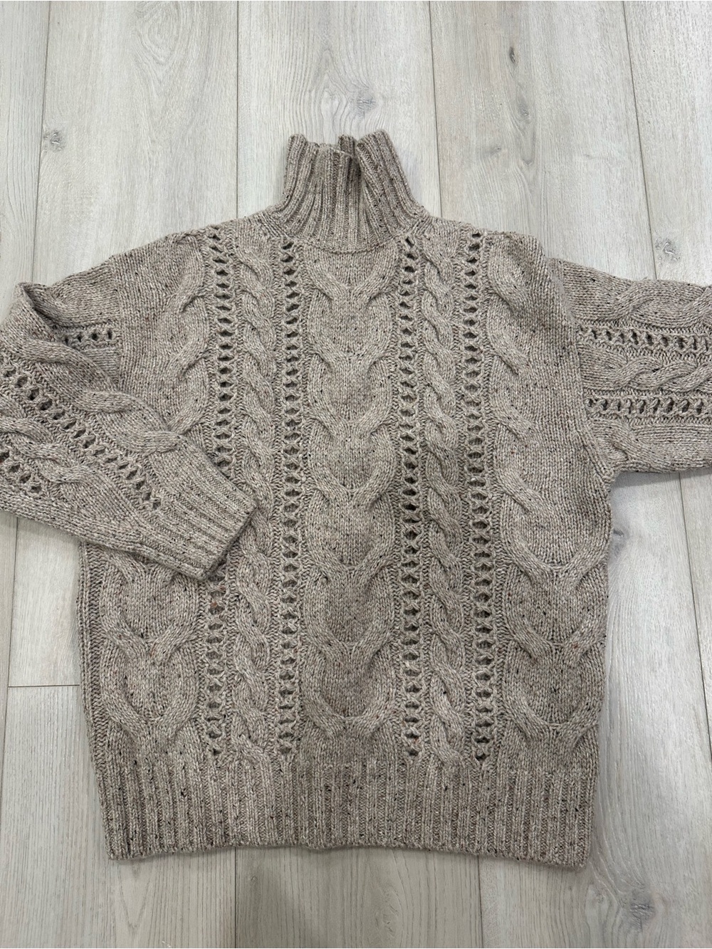Wilfred Doris Marl Oat Beige Cable Knit Turtleneck Sweater XS NWT